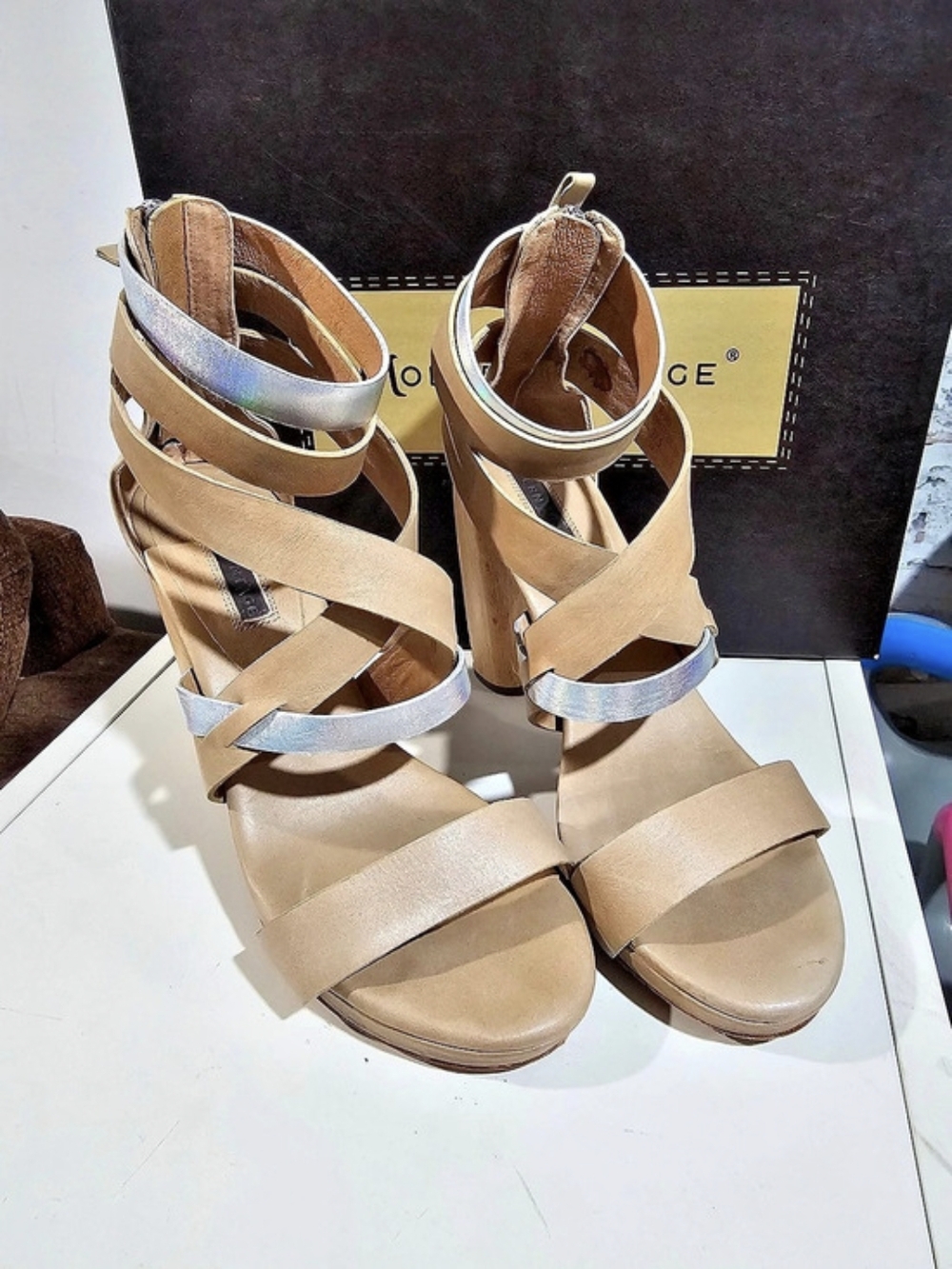 Modern Vintage Leather Heeled Sandal Heels